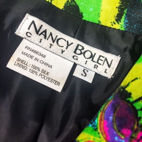 Vintage Batik Silk Embellished Jacket Nancy Bolen City Girl Sz S - Picture 7 of 13